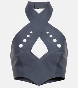 Укороченный топ из перфорированного джерси Jean Paul Gaultier, Darkgrey