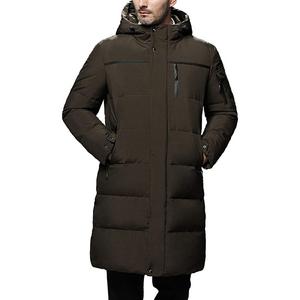 Пальто Raylans Men's Winter Quilted Warm Down Jacket Thick Hooded Mid-Long Puffer, коричневый/темно-зеленый