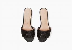 Women's Emmie Leather Slide Flat Sandals In Black Kate Spade