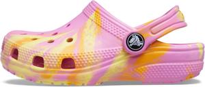 Детские сабо Crocs унисекс, классические, с мраморным рисунком, акварельным рисунком, размер K, розовый