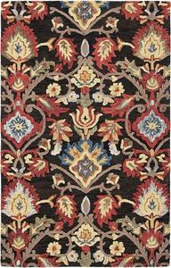 Ковер SAFAVIEH, 69 x 122 см, Blossom Collection, Charcoal & Multi, ручная работа из шерсти, идеально для помещений с высокой проходимостью: прихожая, гостиная, спальня (BLM402H)