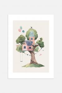 Плакат «мой дом на дереве» Postery, 30x40 см, розовый