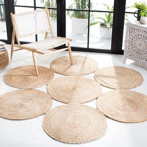 SAFAVIEH, 244 x 244 см, Natural Fiber Round Collection Ivory NF164B ручной работы бохо шарм фермерский джутовый ковер