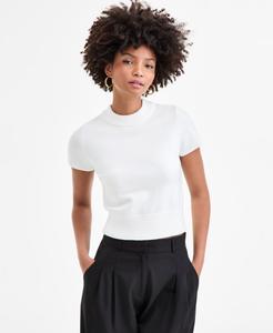 Женский свитер с короткими рукавами и высоким воротником, эксклюзивно от Macy's Bar III, Crema