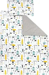 Детский комплект постельного белья с рисунком, 2 предмета, двусторонний, цвет: разноцветные машинки, размер: 135 x 100 см TupTam