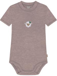 Normani Outdoor Sports Детский боди с короткими рукавами, изготовленный из 100% органической мериносовой шерсти, с застежками-кнопками, розового цвета