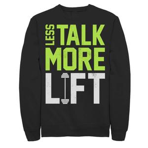 Мужской флисовый пуловер Less Talk More Lift Weight Training неоново-зеленого цвета с графическим рисунком Licensed Character