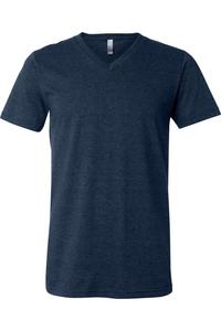 Футболка BELLA + CANVAS Heather CVC с V-образным вырезом, цвет heather navy