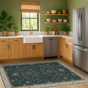 Ковёр Hazo Haus для кухни, 122х183 см, тёмно-зелёный