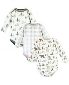 Стеганые хлопковые боди с длинными рукавами для маленьких мальчиков, унисекс, 3 шт. Hudson Baby, зеленый