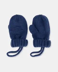Варежки для младенца, связаны узором «рис» Baby El Corte Inglés, синий