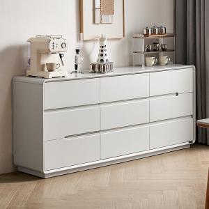 Quanu Комод 180 см для спальни и гостиной из дерева, 9 ящиков, серо-белый