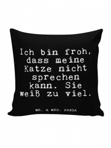 Подушка Mr & Mrs Panda 40x40 Ich bin froh dass, черный