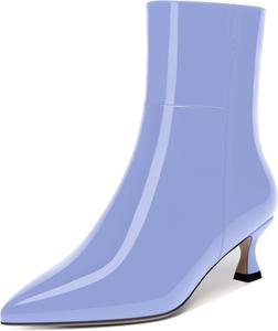 Женские ботильоны WAYDERNS с острым носком, на молнии, с низким каблуком-кошечкой 2 дюйма, для вечеринок и повседневной носки, Lavender