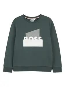 Толстовка с логотипом Boss Kidswear, зеленый