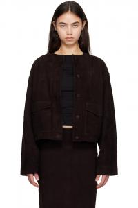 St. Agni Коричневая замшевая куртка-бомбер в стиле «кокон»