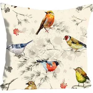 Декоративная подушка queence Jay с множеством ярких птиц Queence, Bunt + bedruckt