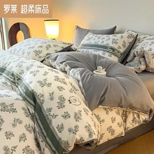 LUOLAI HOME Комплект постельного белья 1.5, 4 предмета, простыня, зеленый Rose Love