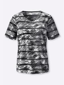 Рубашка с короткими рукавами в черно-бежевом цвете с принтом Sieh an!