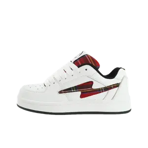 JimiXiong Низкие скейтерские кроссовки унисекс бело-красные, цвет White Red