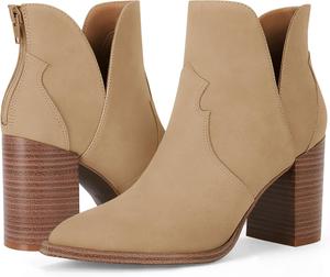 Женские ботильоны Coutgo с вырезами, заостренным носком, массивным каблуком, на молнии сзади, вестерн-стиль, Khaki