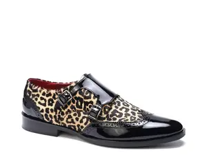 Туфли-лодочки Carlos by Carlos Santana Kai Monk Strap Slip-On, черные с леопардовым принтом
