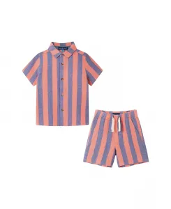 Комплект для мальчиков Toddler/Child с рубашкой на пуговицах из льна в полоску Palm Andy & Evan, оранжевый