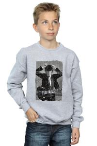 Толстовка с рваной фотографией Angus Young AC/DC, серый