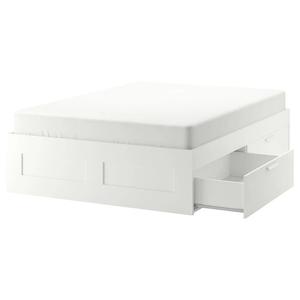 Каркас кровати с местом для хранения BRIMNES IKEA, 150x200 см, цвет white/luröy