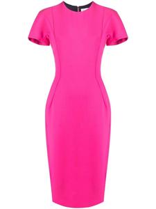 Платье миди строгого кроя с короткими рукавами Victoria Beckham, розовый