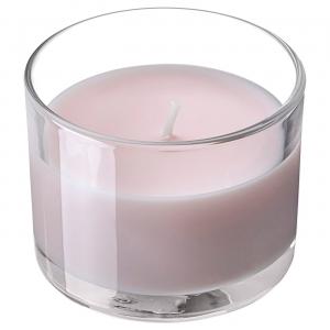 Ароматическая свеча в стакане «Розовые цветы», светло-розовая, 20 ч IKEA Lotsfågel