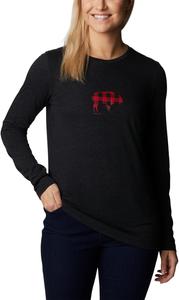 Columbia Womens Hidden Haven Long Sleeve TeeФутболка с длинным рукавом для походов, Black Heather/Range Roam Print