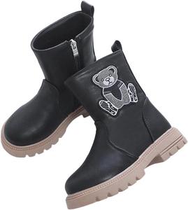 Детские ботинки на щиколотку для девочек и мальчиков, зимние теплые с меховой подкладкой, снежные ботиночки, модная повседневная обувь для улицы Generic, Black