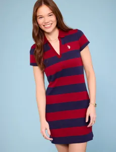 Платье U.S. Polo Assn Y-placket Rugby Stripe Slim Fit Polo, красный
