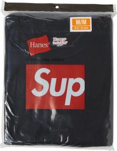 Толстовка Supreme x Hanes Thermal Crew (1 Pack) 'Black', черный