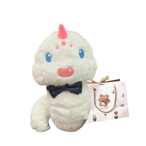 Плюшевая игрушка милая змейка 30 см OU DI PIG, Bow Tie Style-White+Bear Shopping Bag