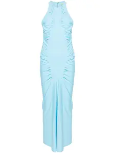 Платье макси с вырезом халтер и сборками GAUGE81, синий