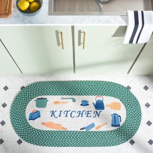 SAFAVIEH коллекция Braided Posters ковер, 51 x 122 см, Ivory & Green, ручной работы, можно стирать в стиральной машине, простой уход, идеально для помещений с высокой проходимостью: прихожая, входная дверь, гардеробная (BRP401Y-24OV)