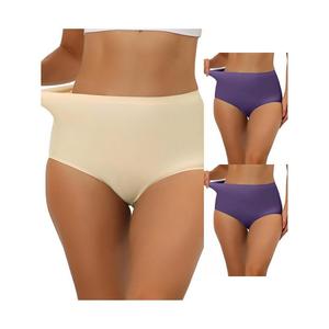 3 упаковки женских эластичных трусов с высокой талией, дышащего хипстерского нижнего белья без показа ALLEGRA K, цвет Dark Purple Beige