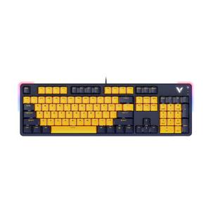 Клавиатура игровая механическая проводная Rapoo V500PRO 2024, Brown Switch, жёлтый/синий, английская раскладка