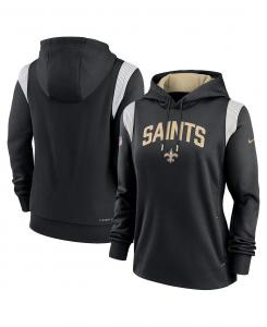 Женская черная толстовка с капюшоном new orleans saints sideline stack performance pullover Nike, черный