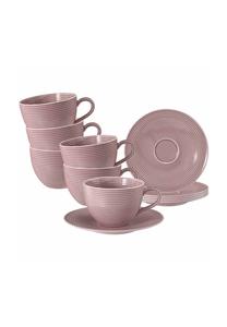 Молочные кофейные чашки с блюдцами Beat Color Glaze 350 мл набор 6 шт Beat Seltmann Weiden, лососёвый