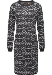 Платье-свитшот в стиле рэгвир "Дасса Ацтек", стильное платье с длинными рукавами на зиму Ragwear, серый