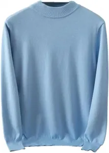 Мужской кардиган-пуловер с полувысоким воротником, свободный, теплый, однотонный