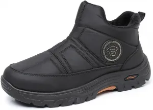 Мужские зимние ботинки, утепленные, с толстой флисовой подкладкой, нескользящей подошвой, повседневные ботинки для прогулок на свежем воздухе Qacksv, черный