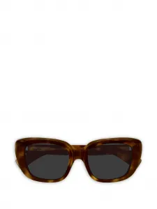Солнцезащитные очки в прямоугольной оправе в черепаховой расцветке Saint Laurent, коричневый
