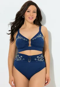 Zweiteiler, цветочные наклейки, бикини с мягкими чашечками Ulla Popken, Dark Blue