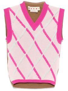 Трикотажный топ с узором Marni, розовый