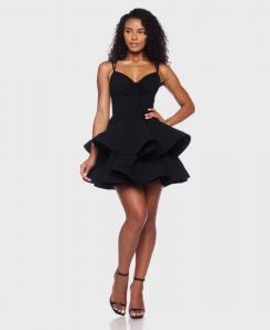 Детское двухслойное платье с V-образным вырезом Alex & Sophia, Black