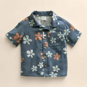 Детский топ из органической ткани 4-12 лет Little Co. By Lauren Conrad, цвет blue tropical flower